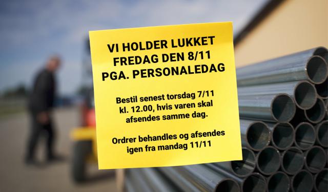 Vi holder lukket fredag 8/11